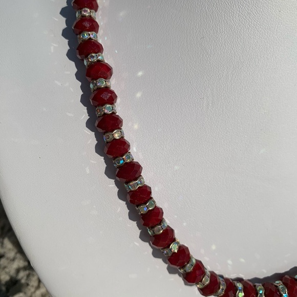 Ruby and Swarovski Crystal Necklace - Picture 2 of 2